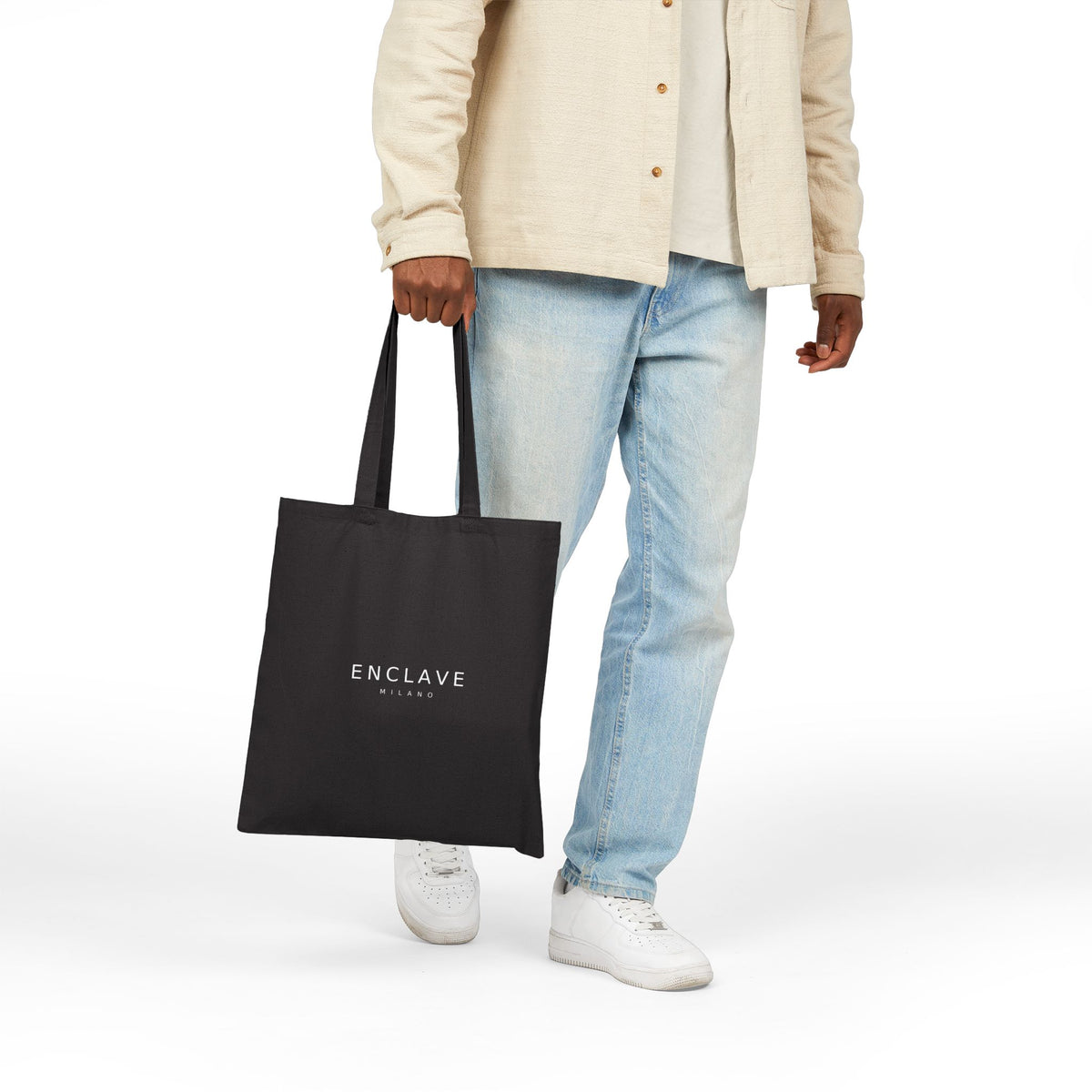 Enclave Milano Canvas Tote Bag — Minimalist Black Cotton Shopper