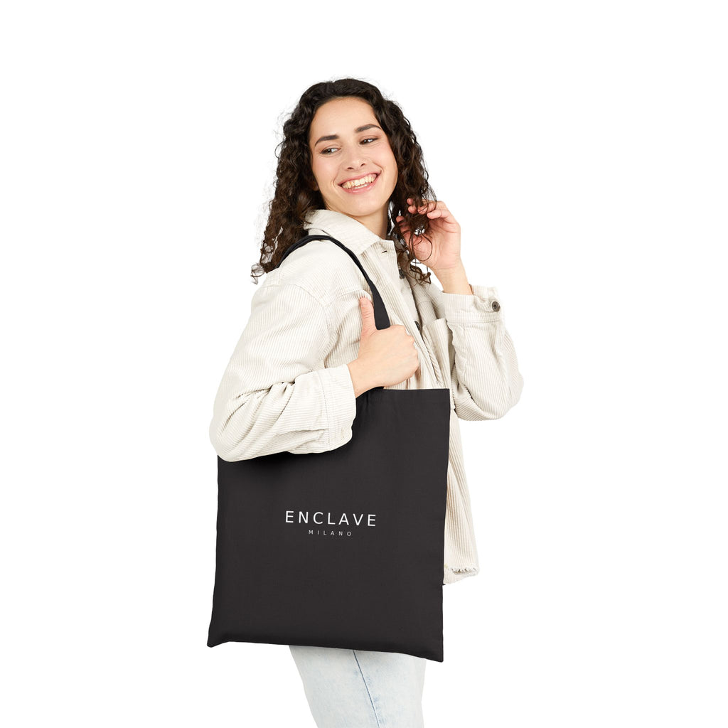 Enclave Milano Canvas Tote Bag — Minimalist Black Cotton Shopper