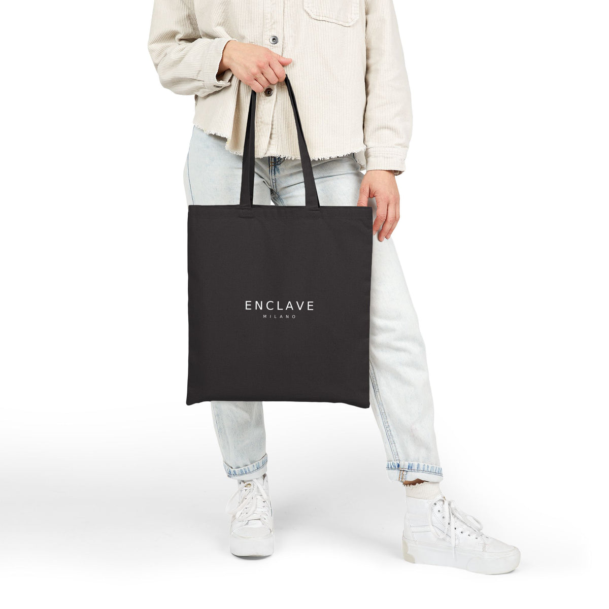 Enclave Milano Canvas Tote Bag — Minimalist Black Cotton Shopper