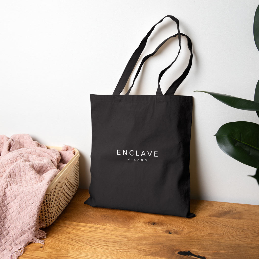 Enclave Milano Canvas Tote Bag — Minimalist Black Cotton Shopper
