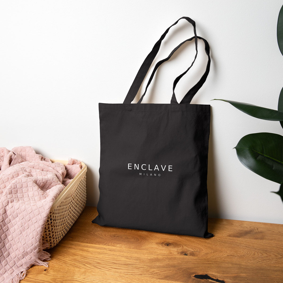 Enclave Milano Canvas Tote Bag — Minimalist Black Cotton Shopper